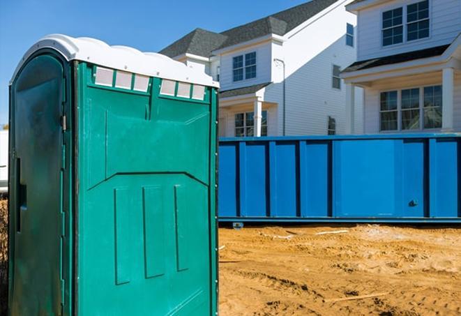 necessary construction site infrastructure multiple portable toilets for workers